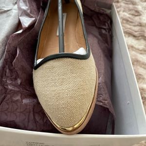 Etienne Aigner sz7NWT💕womens flats.   Natural/Black. Excellent! Never worn.